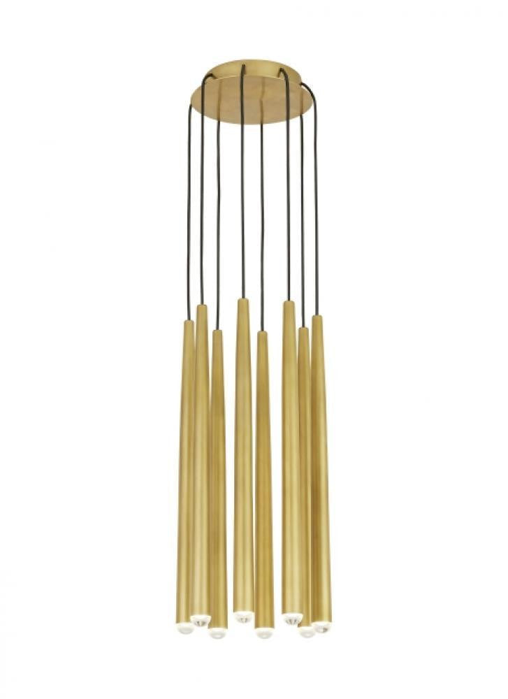 Visual Comfort & Co. Modern Collection Pylon Ceiling Chandelier, 8-Light, LED, Natural Brass, 18.6"H (700TRSPPYL8RNB-LED930 70PGDLF)