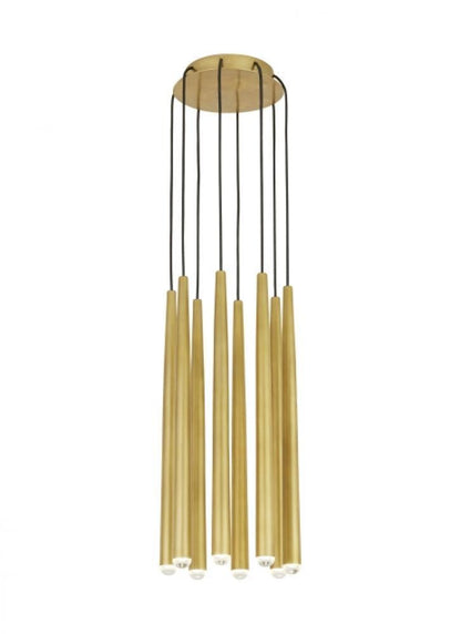 Visual Comfort & Co. Modern Collection Pylon Ceiling Chandelier, 8-Light, LED, Natural Brass, 18.6"H (700TRSPPYL8RNB-LED930 70PGDLF)