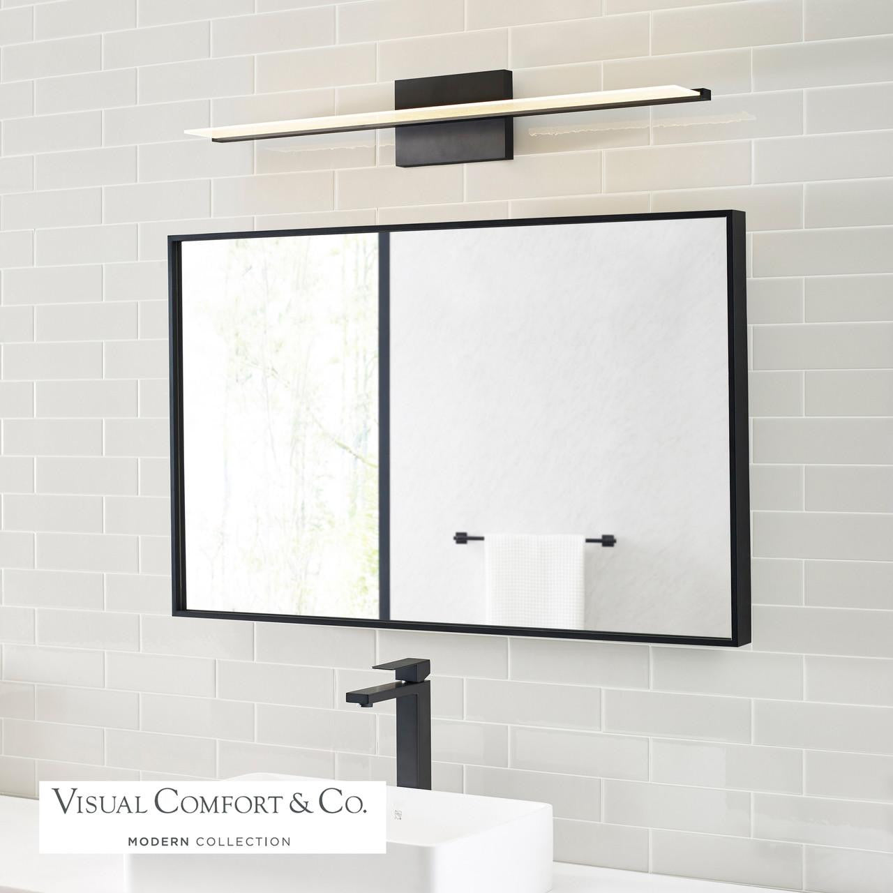 Visual Comfort & Co. Modern Collection Span Bath Sconce, Integrated LED, Black, 35.3"L (700BCSPANB3B-LED930-277 70PGAMR)