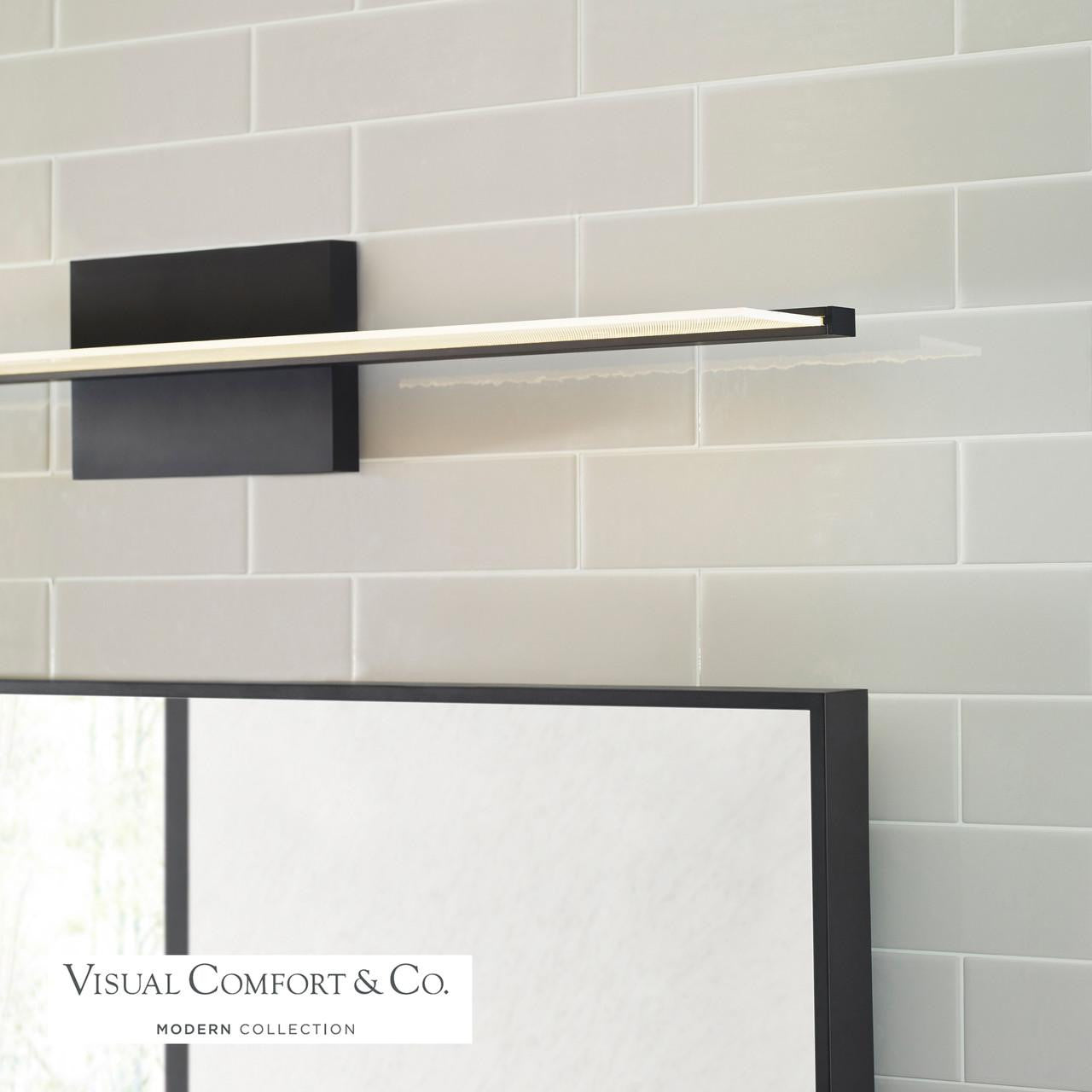 Visual Comfort & Co. Modern Collection Span Bath Sconce, Integrated LED, Black, 35.3"L (700BCSPANB3B-LED930 70PGAMQ)