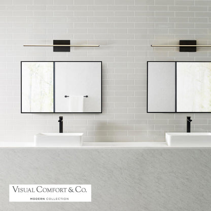 Visual Comfort & Co. Modern Collection Span Bath Sconce, Integrated LED, Black, 35.3"L (700BCSPANB3B-LED930 70PGAMQ)