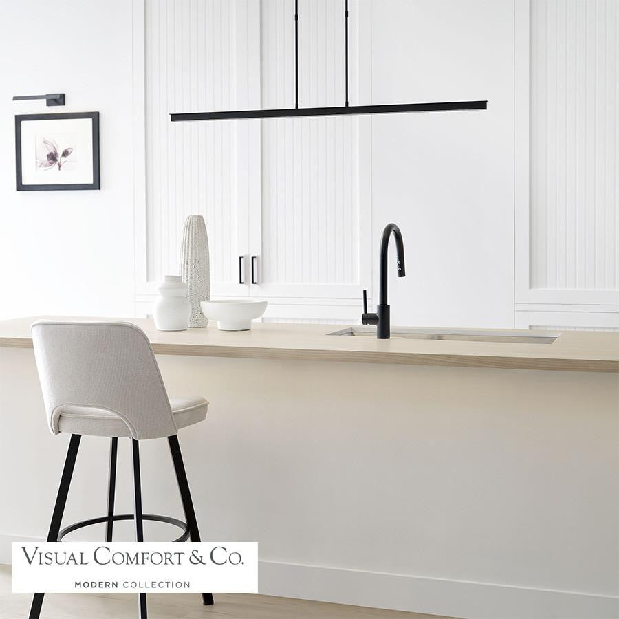 Visual Comfort & Co. Modern Collection Stagger Linear Suspension, 1-Light, LED, Nightshade Black, 47.4"L (700LSSTG48B-LED927 70PGEJF)