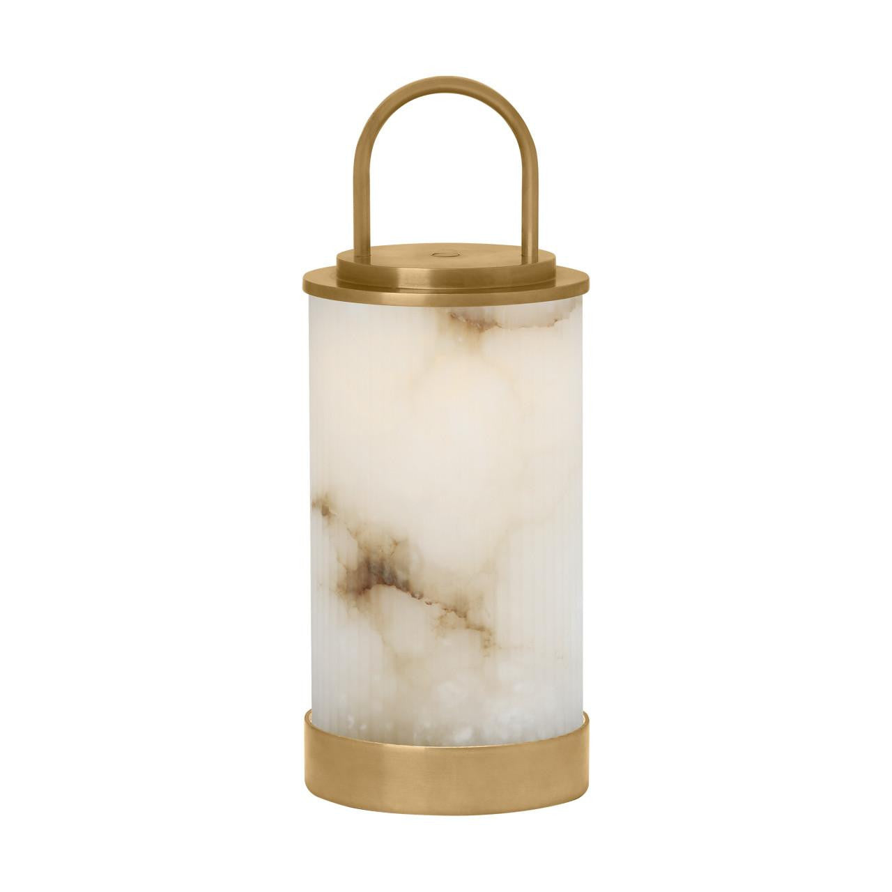 Visual Comfort Modern Tawa Alabaster Accent Rechargeable Table Lamp Hand Rubbed Antique Brass