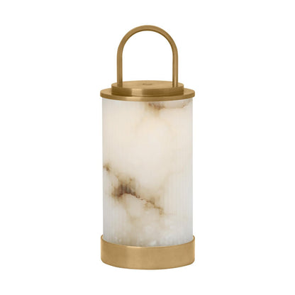 Visual Comfort Modern Tawa Alabaster Accent Rechargeable Table Lamp Hand Rubbed Antique Brass