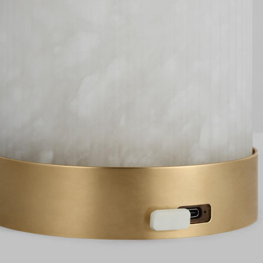Visual Comfort & Co. Modern Collection Tawa Alabaster Accent Rechargeable Table Lamp
