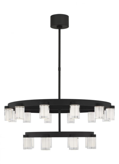 Visual Comfort Modern Esfera Two Tier Medium Chandelier Nightshade Black