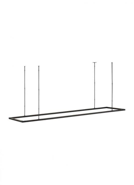 Visual Comfort Modern The Stagger Halo 84 Damp Rated Integrated Dimmable LED Ceiling Uplight Linear Suspension Uplight Nightshade Black