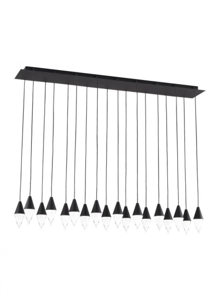 Visual Comfort & Co. Modern Collection Turret Ceiling Chandelier, 18-Light, LED, Nightshade Black, 44.5"L (700TRSPTRT18TB-LED930277 70PGDLH)