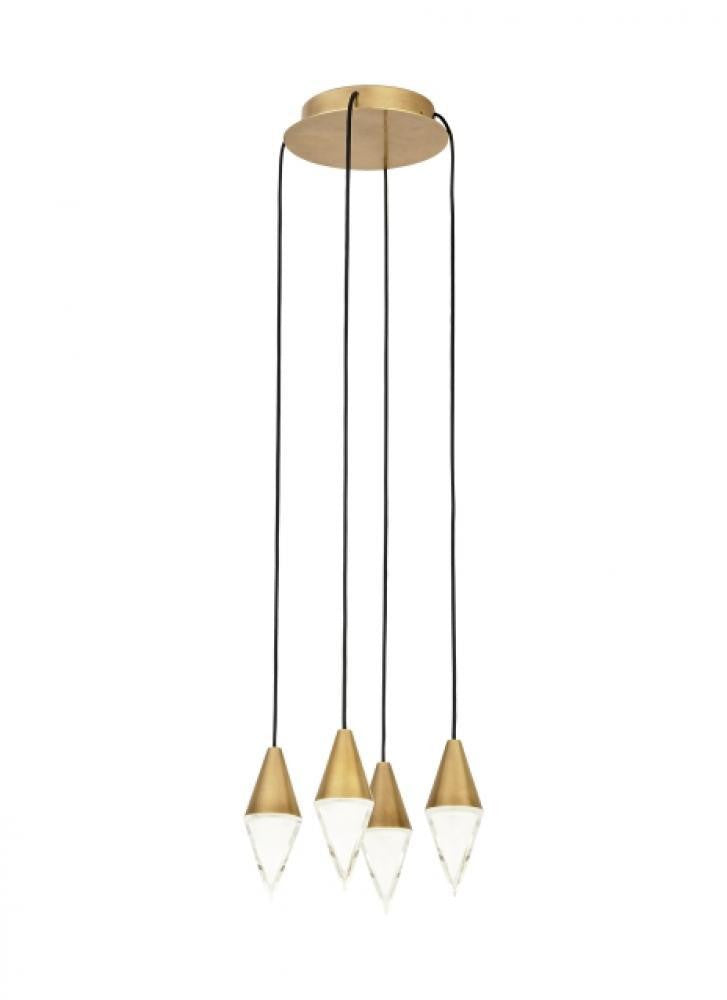 Visual Comfort & Co. Modern Collection Turret Chandelier, 4-Light, LED, Natural Brass, 10.3"W (700TRSPTRT4RNB-LED930 70PGDLR)