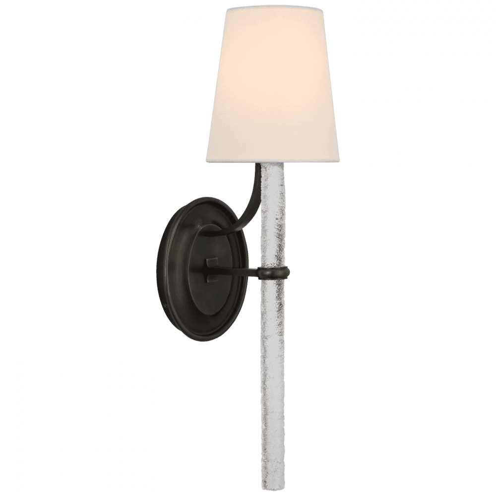 Visual Comfort Signature Abigail Large Wall Sconce Bronze and Clear Wavy Glass