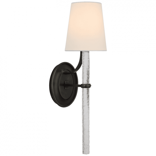 Visual Comfort Signature Abigail Large Wall Sconce Bronze and Clear Wavy Glass