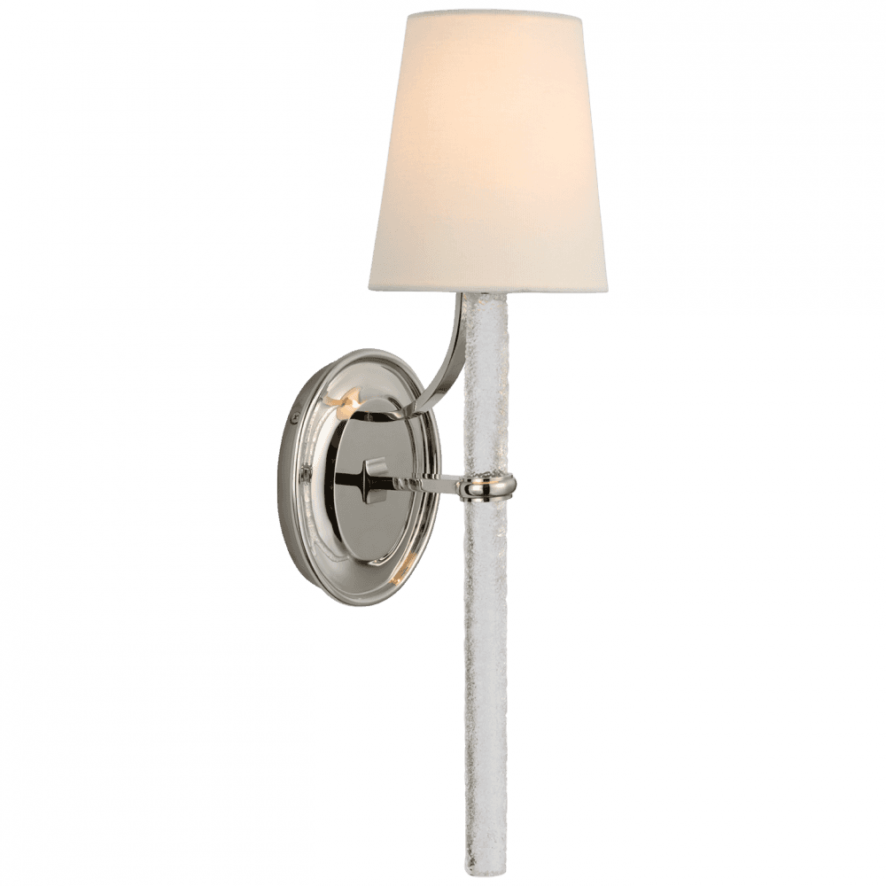 Visual Comfort Signature Abigail Large Wall Sconce Polished Nickel and Clear Wavy Glass