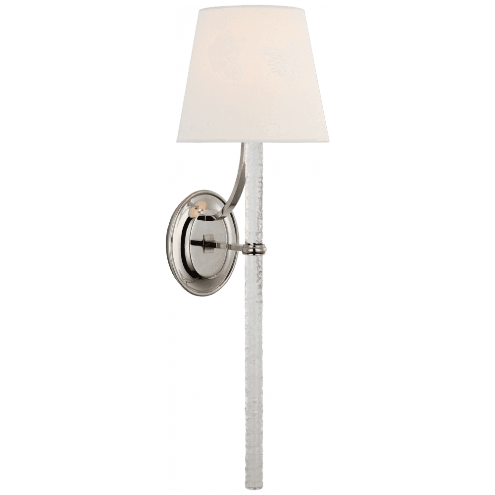 Visual Comfort Signature Abigail X-Large Sconce Polished Nickel and Clear Wavy Glass
