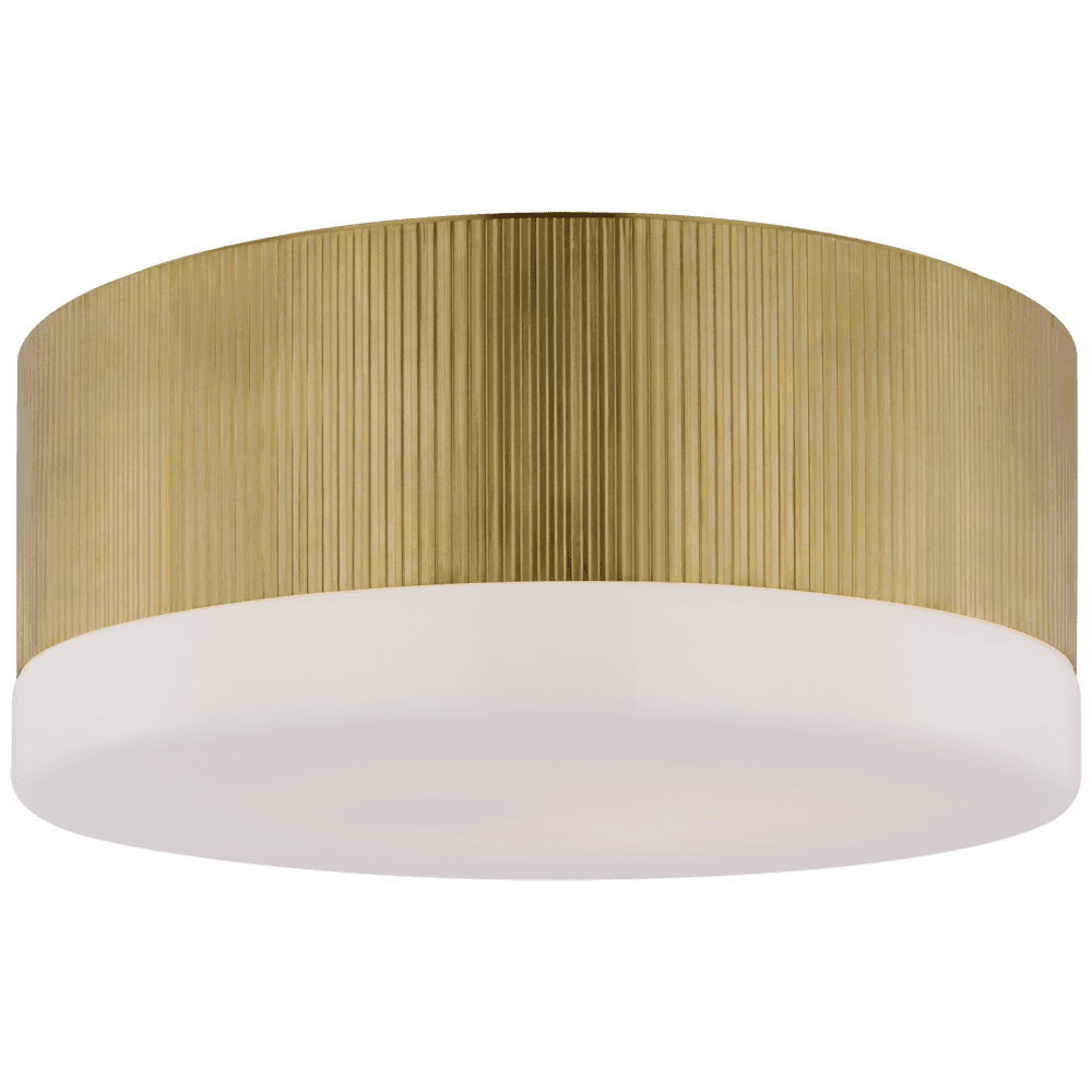 Visual Comfort & Co. Signature Collection Ace Flush Mount, 1-Light, LED, Hand-Rubbed Antique Brass, 17"W (TOB 4357HAB-WG D02TV)