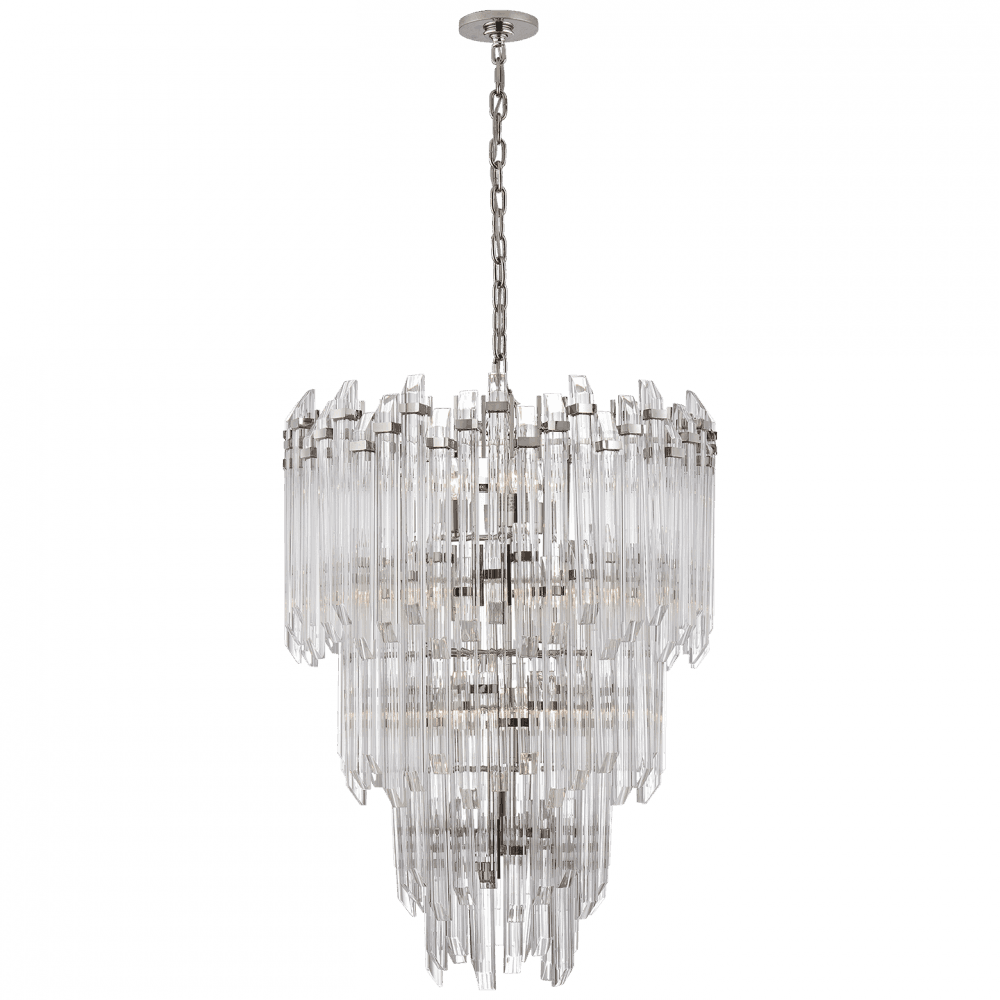 Visual Comfort & Co. Signature Collection Adele Chandelier, 12-Light, Polished Nickel, Clear Acrylic, 24"W (SK 5423PN-CA 2V5QF)