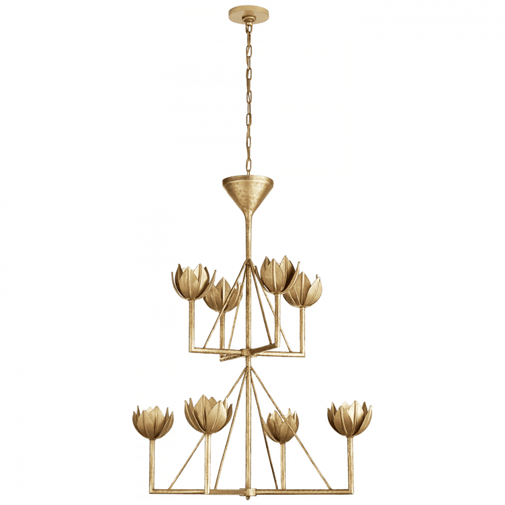 Visual Comfort Signature Alberto Medium Two Tier Chandelier Antique-Burnished Brass