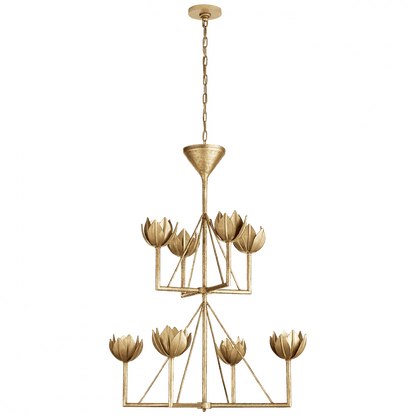 Visual Comfort Signature Alberto Medium Two Tier Chandelier Antique-Burnished Brass