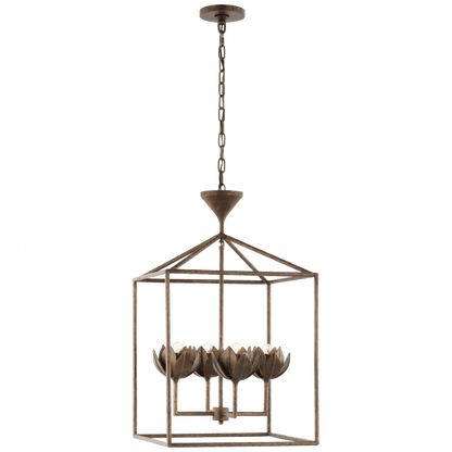 Visual Comfort Signature Alberto Medium Open Cage Lantern Antique Bronze Leaf