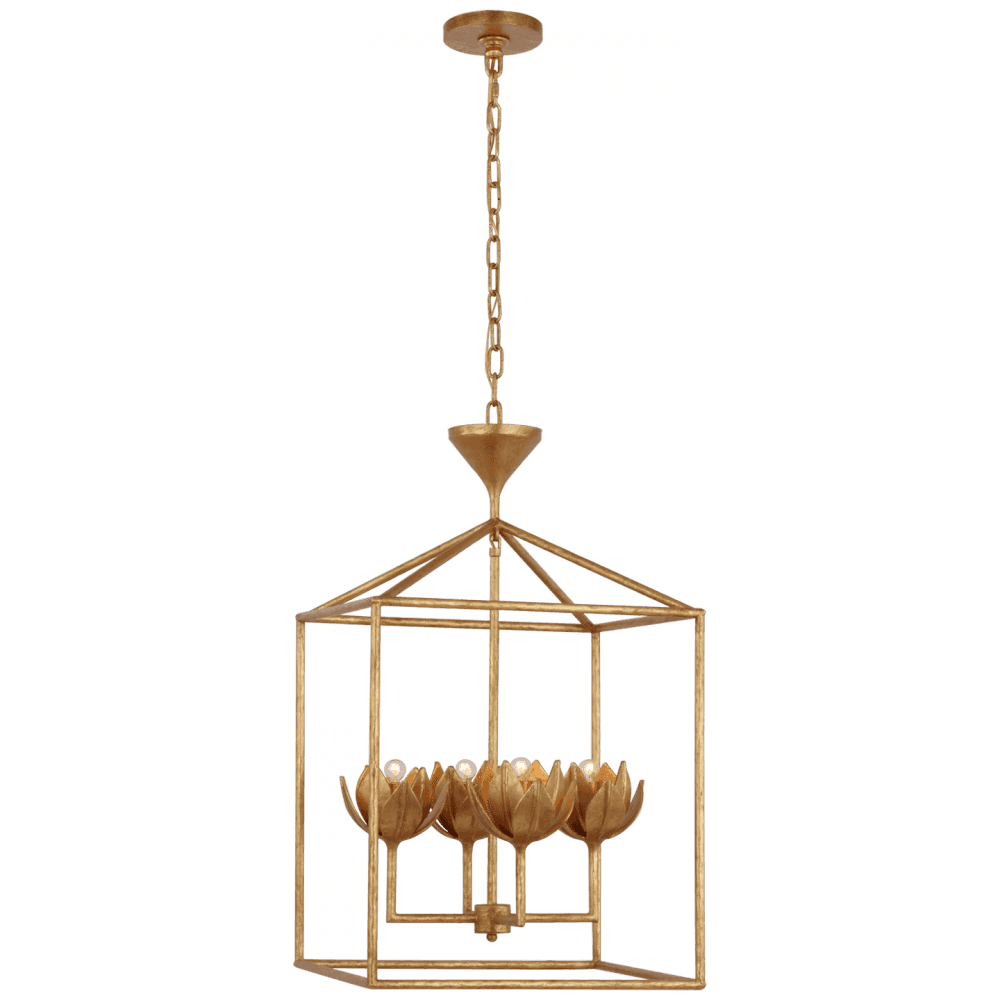Visual Comfort Signature Alberto Medium Open Cage Lantern Antique Gold Leaf