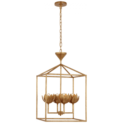 Visual Comfort Signature Alberto Medium Open Cage Lantern Antique Gold Leaf