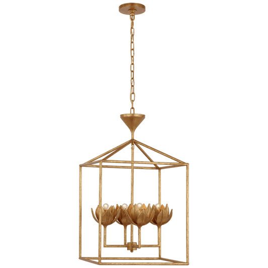 Visual Comfort Signature Alberto Medium Open Cage Lantern Antique Gold Leaf