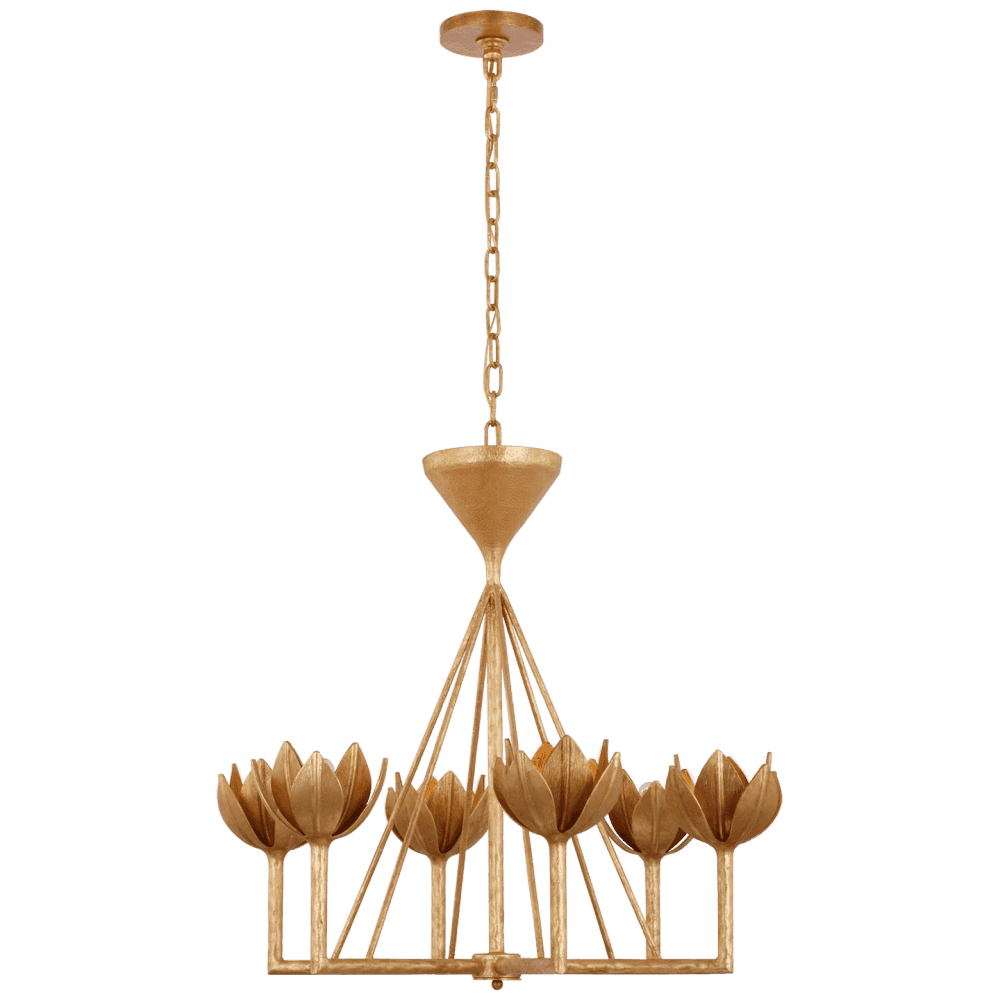 Visual Comfort Signature Alberto Small Low Ceiling Chandelier Antique Gold Leaf