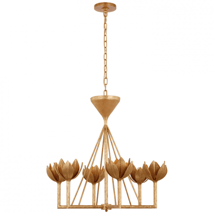 Visual Comfort Signature Alberto Small Low Ceiling Chandelier Antique Gold Leaf