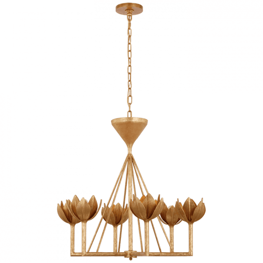 Visual Comfort Signature Alberto Small Low Ceiling Chandelier Antique Gold Leaf