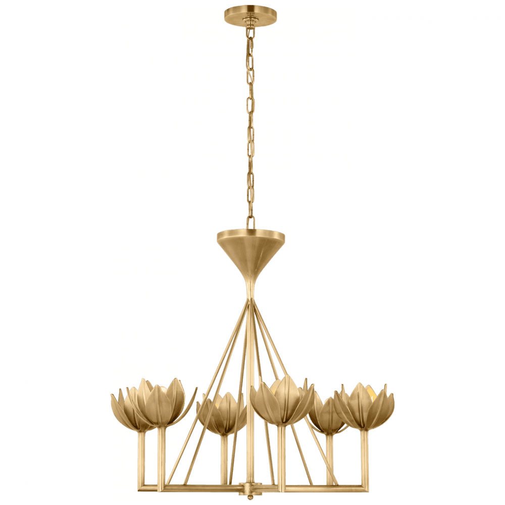 Visual Comfort Signature Alberto Small Low Ceiling Chandelier Antique-Burnished Brass