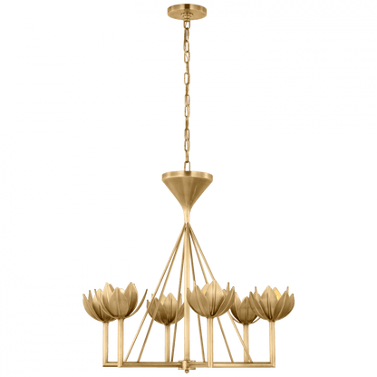 Visual Comfort Signature Alberto Small Low Ceiling Chandelier Antique-Burnished Brass