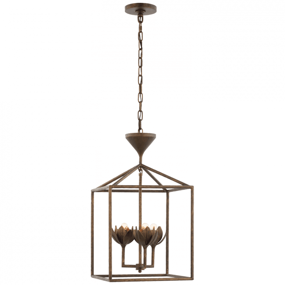 Visual Comfort Signature Alberto Small Open Cage Lantern Antique Bronze Leaf