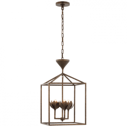 Visual Comfort Signature Alberto Small Open Cage Lantern Antique Bronze Leaf