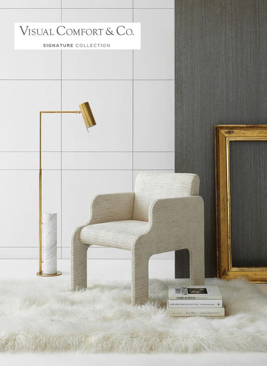 Visual Comfort & Co. Signature Collection Alma Floor Lamp, 1-Light, Antique Burnished Brass, White Marble, 52.5"H (KW 1611AB/WM CHQJV)