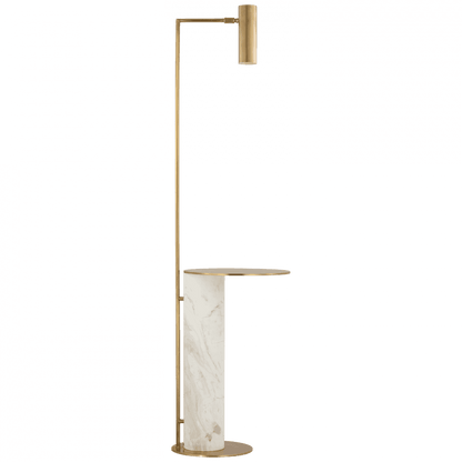 Visual Comfort Signature Alma Table Floor Lamp Antique-Burnished Brass and White Marble