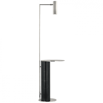 Visual Comfort Signature Alma Tray Table Floor Lamp Polished Nickel and Black Marble