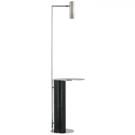 Visual Comfort Signature Alma Tray Table Floor Lamp Polished Nickel and Black Marble