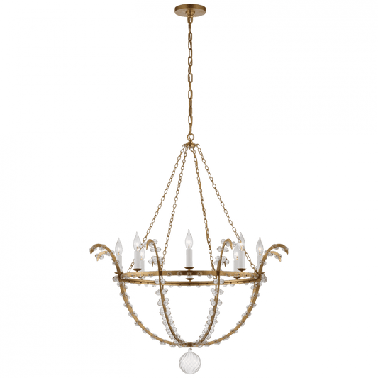 Visual Comfort Signature Alonzo Large Chandelier Gild and Clear Glass