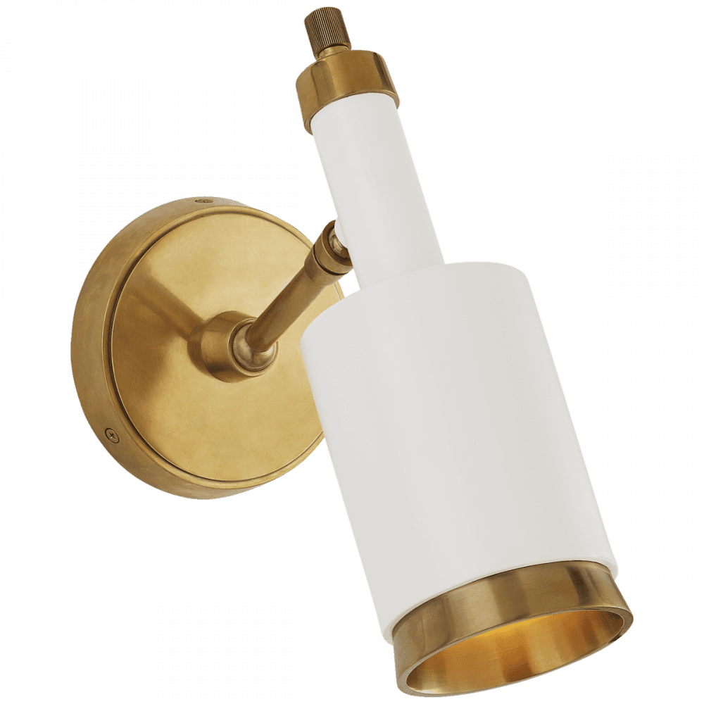 Visual Comfort Signature Anders Wall Sconce With Plug Hand-Rubbed Antique Brass and White