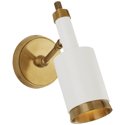 Visual Comfort Signature Anders Wall Sconce With Plug Hand-Rubbed Antique Brass and White
