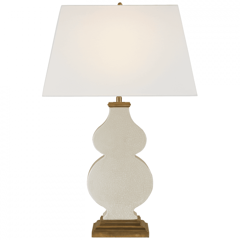 Visual Comfort & Co. Signature Collection Anita Table Lamp, 1-Light, Tea Stain Crackle, Linen Rectangle Shade, 28.5"H (AH 3063TS-L D32FP)