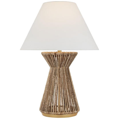 Visual Comfort Signature Antigua 30 Natural Abaca and Antique-Burnished Brass