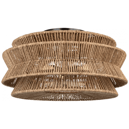 Visual Comfort Signature Antigua Grande Semi-Flush Mount Bronze and Natural Abaca