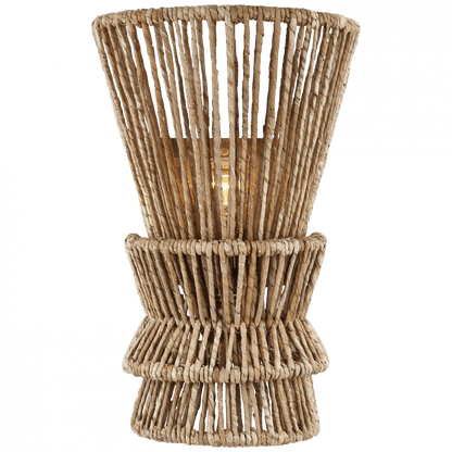 Visual Comfort Signature Antigua Medium Sconce Antique-Burnished Brass and Natural Abaca