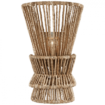 Visual Comfort Signature Antigua Medium Sconce Polished Nickel and Natural Abaca