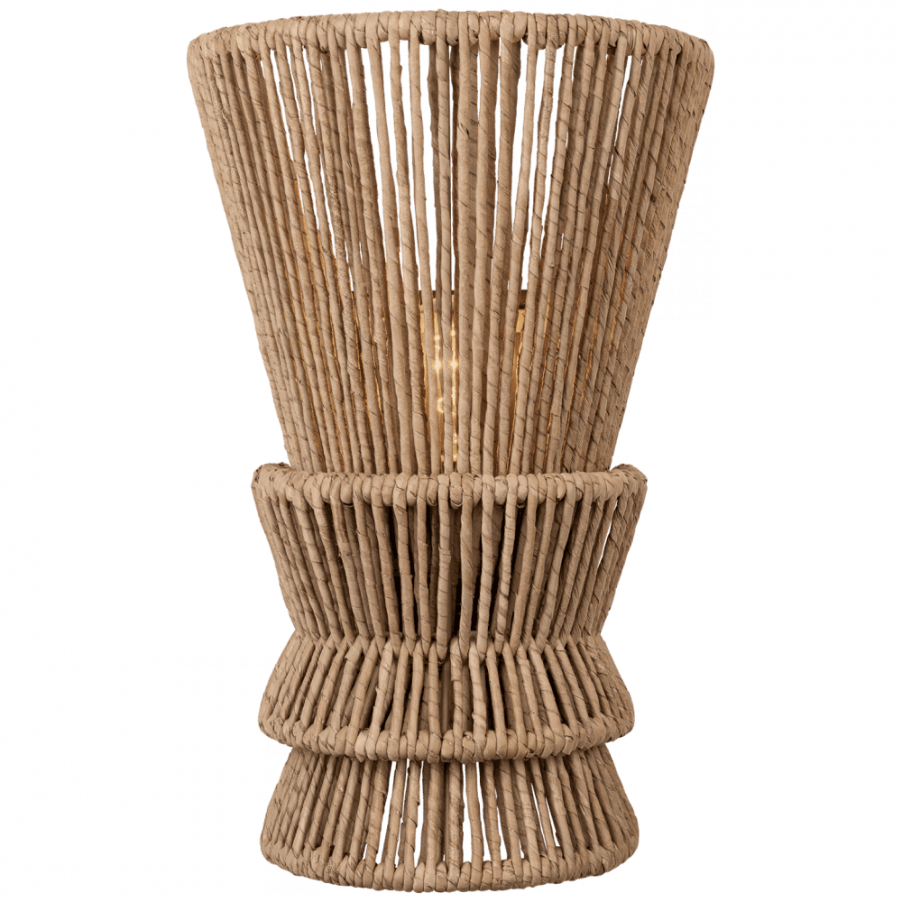 Visual Comfort Signature Antigua Medium Wall Sconce Bronze and Natural Abaca