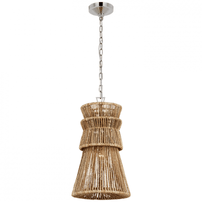 Visual Comfort Signature Antigua Pendant Polished Nickel and Natural Abaca