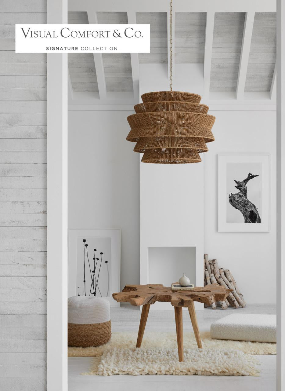 Visual Comfort Signature Antigua XL Drum Chandelier Bronze and Natural Abaca