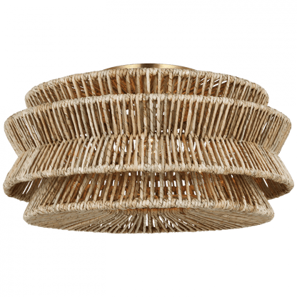 Visual Comfort Signature Antigua X-Large Semi-Flush Mount Antique-Burnished Brass and Natural Abaca