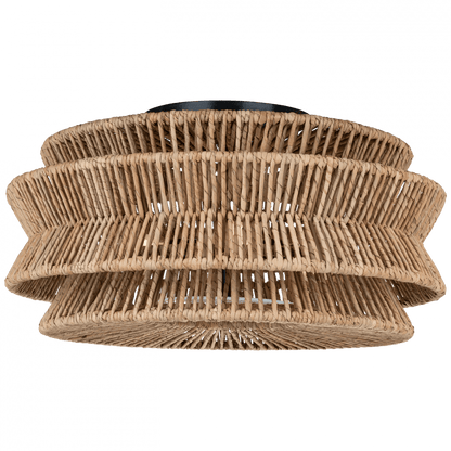Visual Comfort Signature Antigua XL Drum Semi-Flush Mount Bronze and Natural Abaca