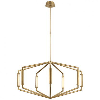 Visual Comfort Signature Appareil Low Profile Chandelier Antique-Burnished Brass